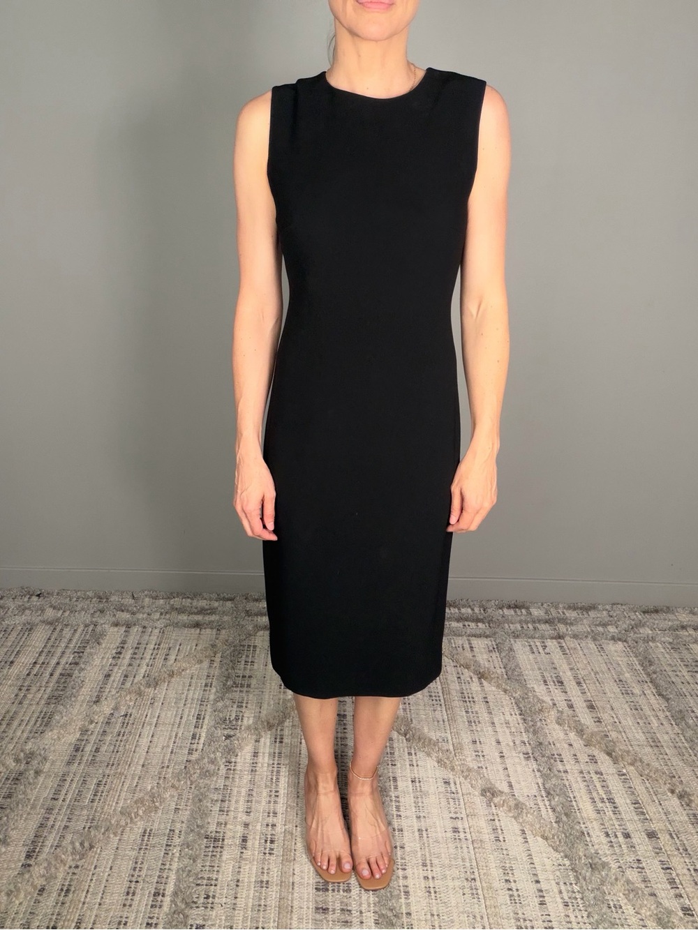 Theory Sleek Black Midi Sheath Dress